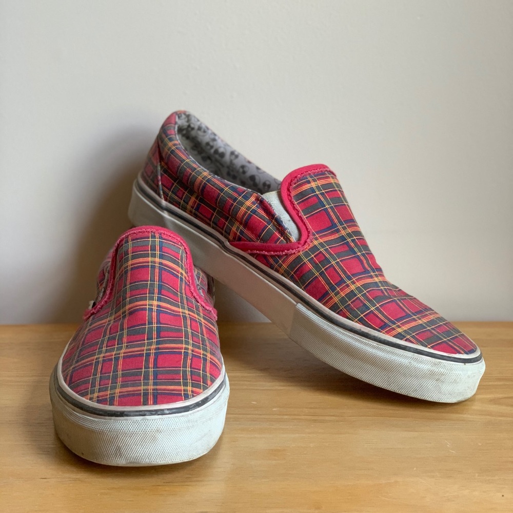VANS Marc Jacobs Classic Red Plaid Slip Ons 10